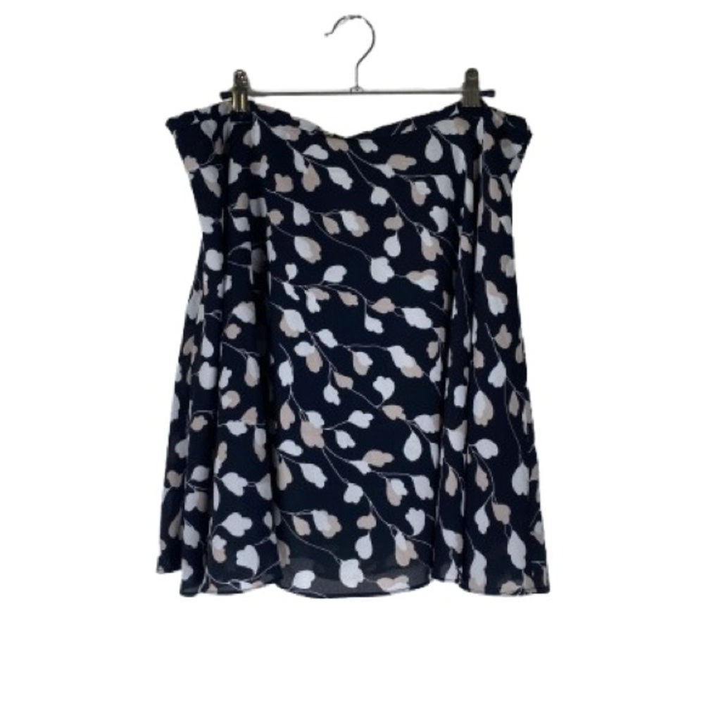 LOFT Asymmetrical Skirt in Navy and White